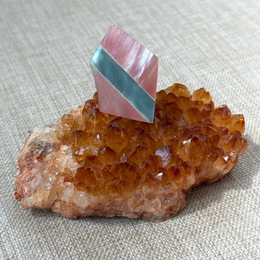 Mcm Inlay Statement Ring Vtg - image 1